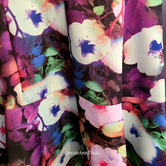 Betsey Johnson Colorful Pink Purple Floral Fit and Flare Dress Size 12 - Picture 7 of 9